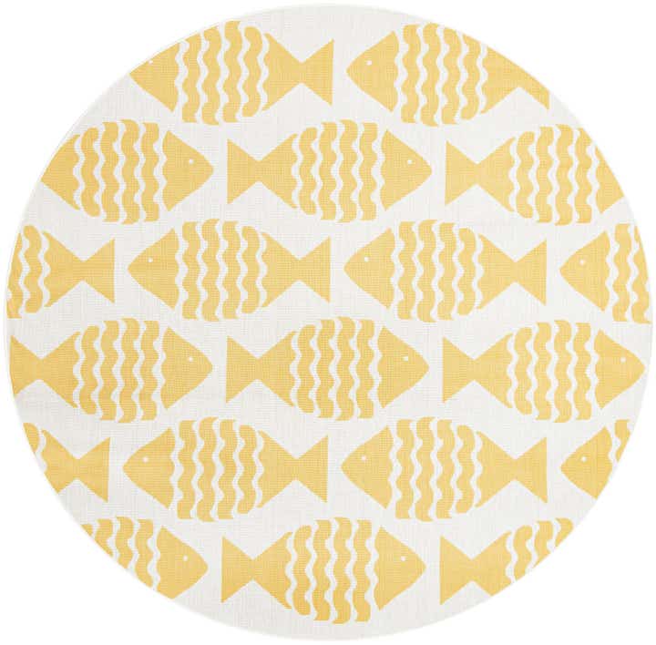 7' 10 x 7' 10 Easy-Clean Coastal Indoor / Outdoor Round Rug