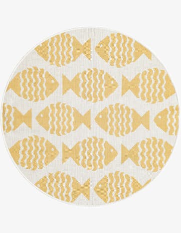 3' 1 x 3' 1 Easy-Clean Coastal Indoor / Outdoor Round Rug