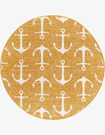 5' 3 x 5' 3 Easy-Clean Coastal Indoor / Outdoor Round Rug