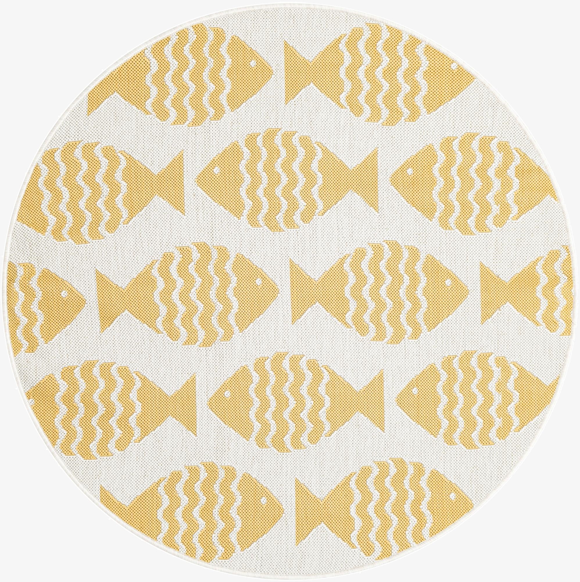 4' 1 x 4' 1  Washable Coastal Indoor / Outdoor Round Rug