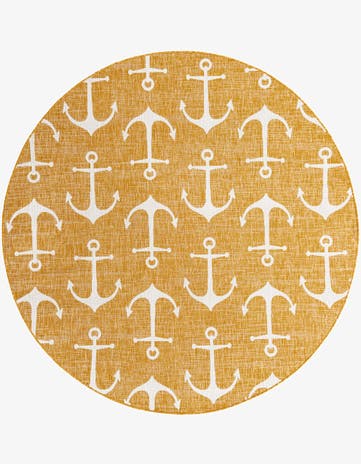 7' 10 x 7' 10 Easy-Clean Coastal Indoor / Outdoor Round Rug