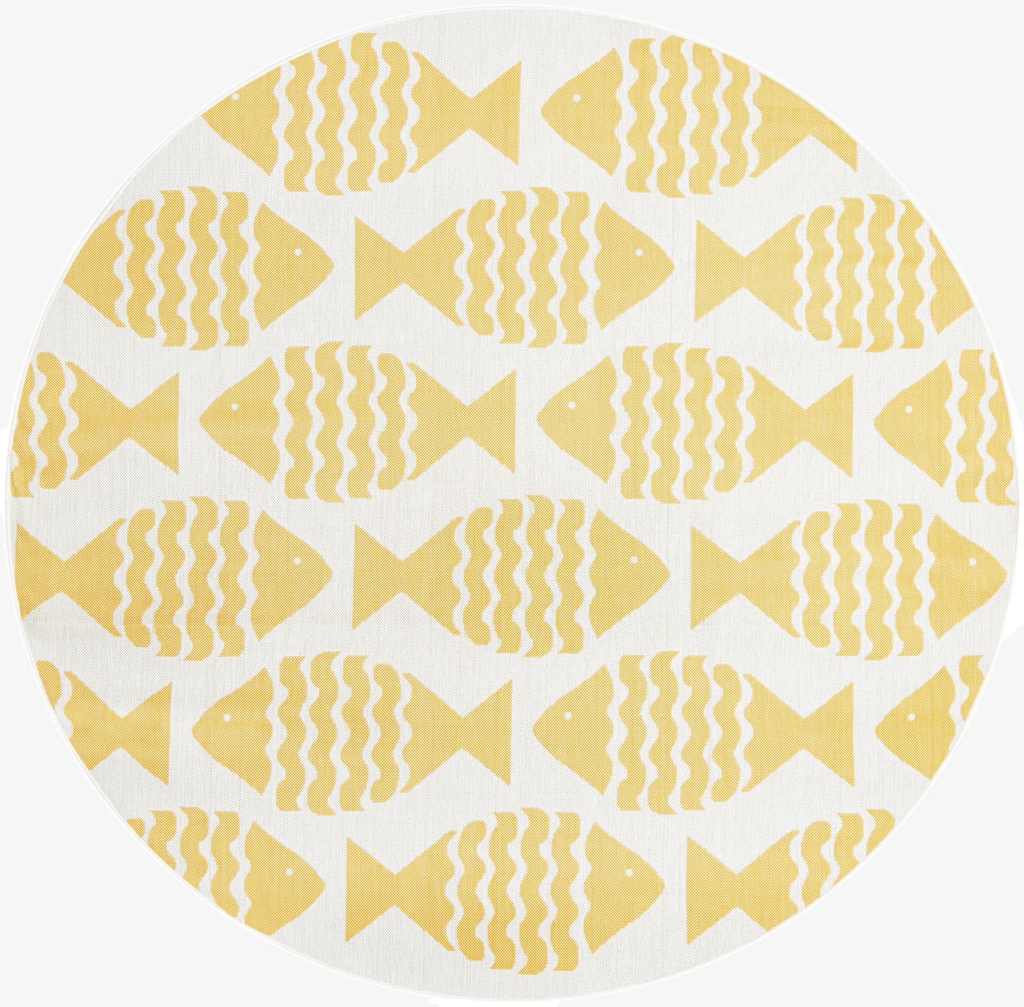 7' 10 x 7' 10  Washable Coastal Indoor / Outdoor Round Rug