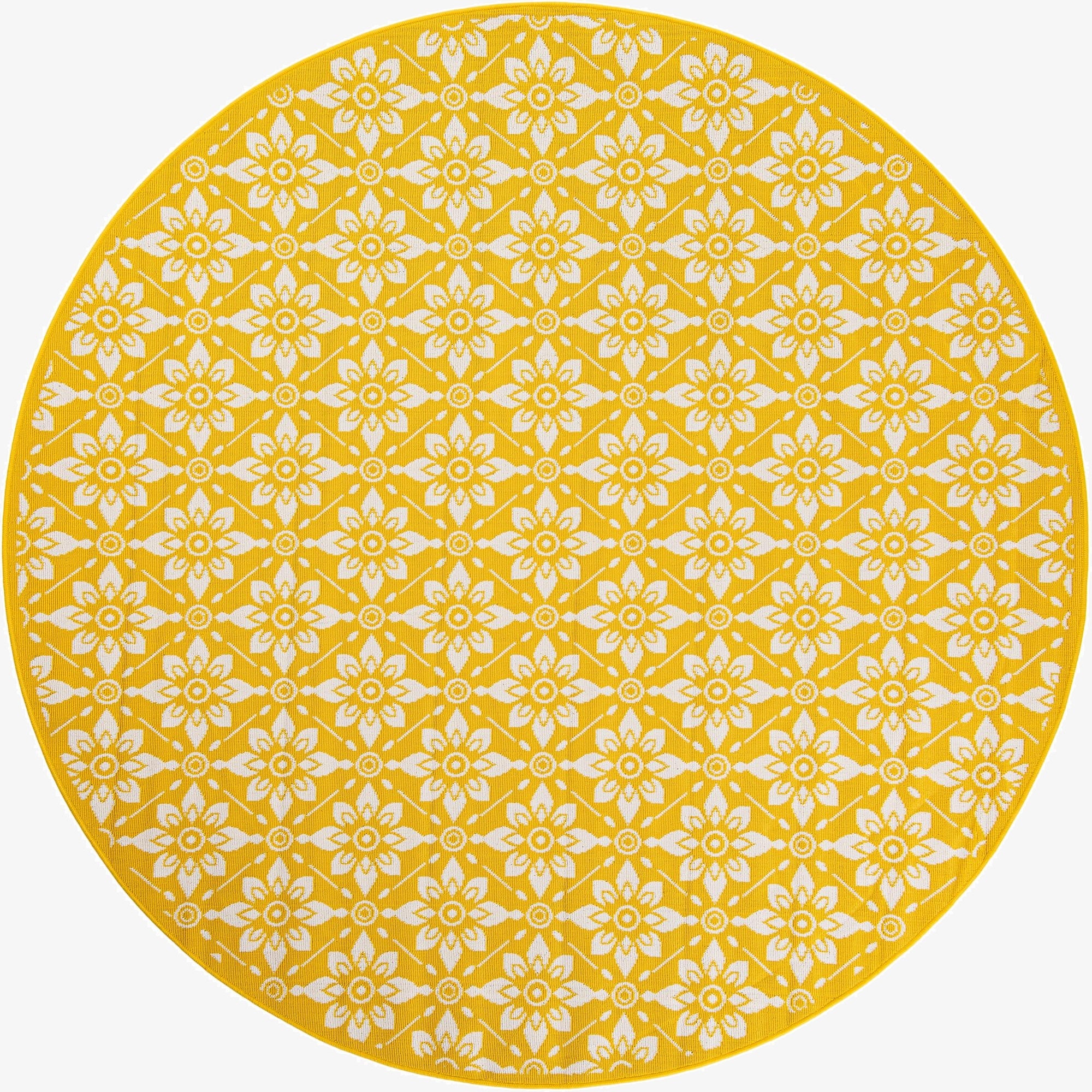 7' 10 x 7' 10 Washable Lattice Indoor / Outdoor Round Rug