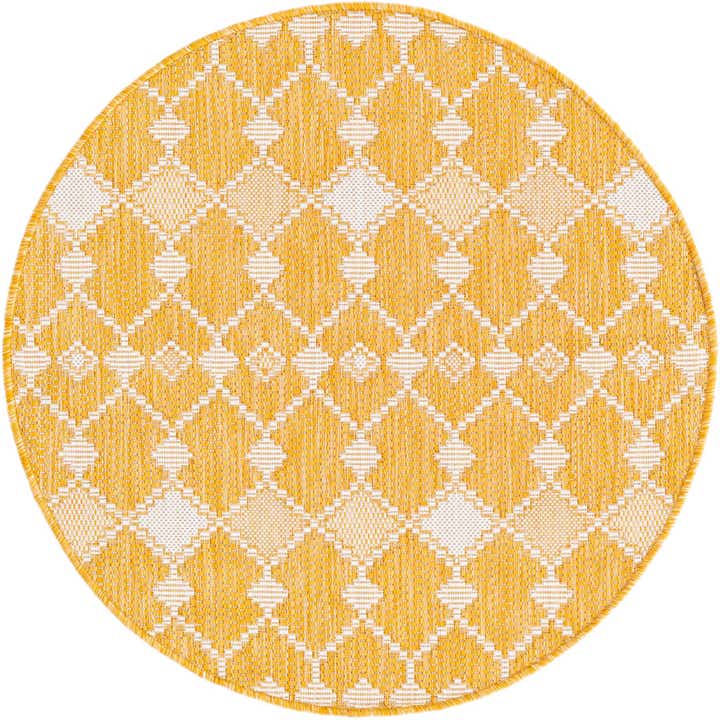 3' x 3' Easy-Clean Trellis Indoor / Outdoor Round Rug