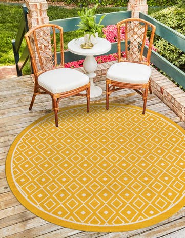 4' x 4' Easy-Clean Trellis Indoor / Outdoor Round Rug