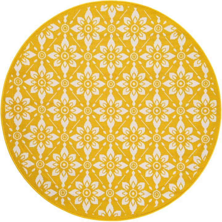 5' x 5' Easy-Clean Trellis Indoor / Outdoor Round Rug