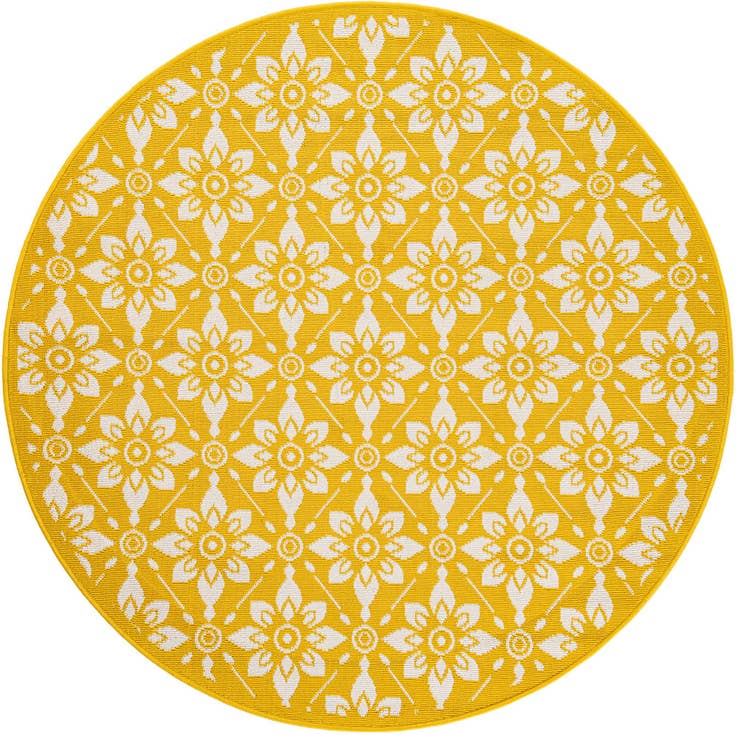 Detail image of 5' x 5' Easy-Clean Trellis Indoor / Outdoor Round Rug
