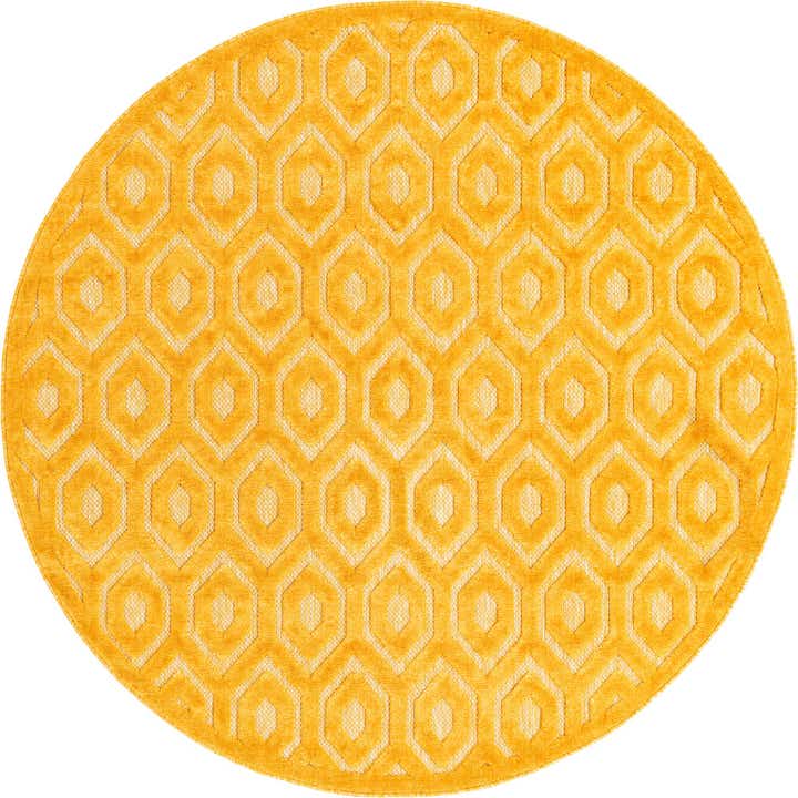 7' x 7' Easy-Clean Trellis Textured Indoor / Outdoor Round Rug