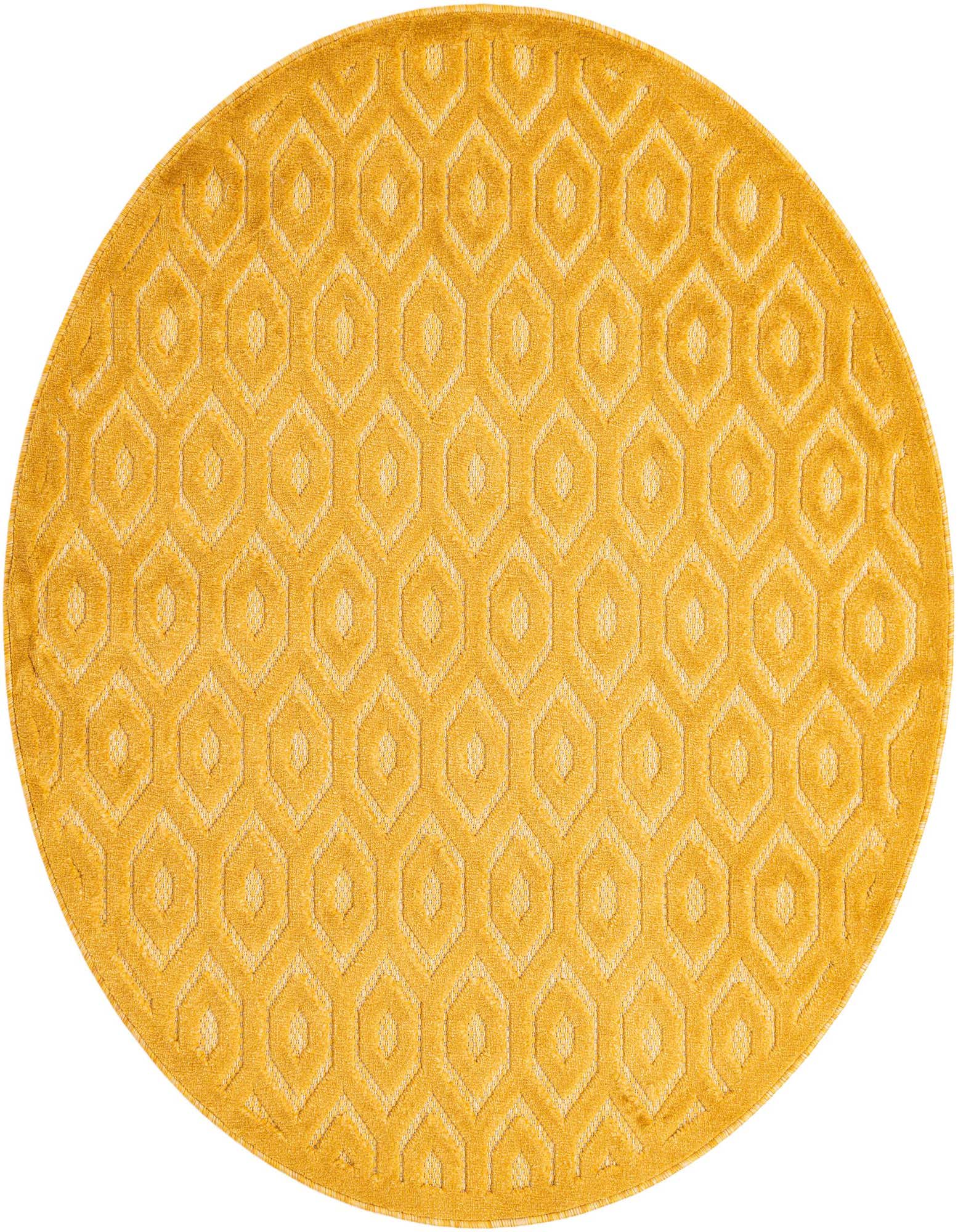 5' 3 x 5' 3 Easy-Clean Trellis Textured Indoor / Outdoor Round Rug
