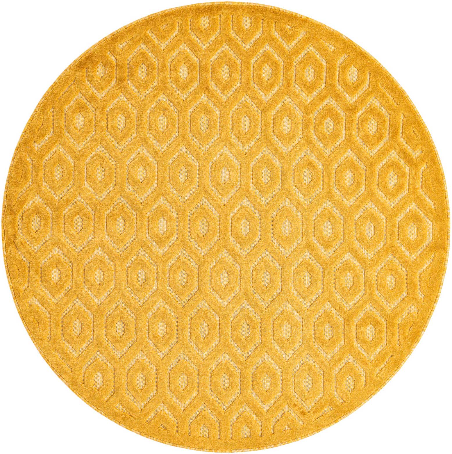 5' 3 x 5' 3 Easy-Clean Trellis Textured Indoor / Outdoor Round Rug