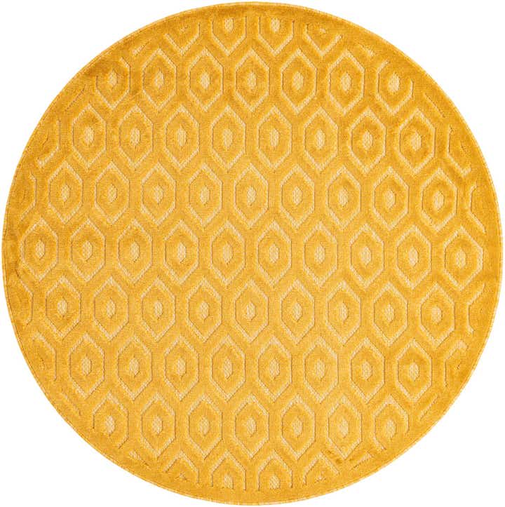 5' 3 x 5' 3 Easy-Clean Trellis Textured Indoor / Outdoor Round Rug