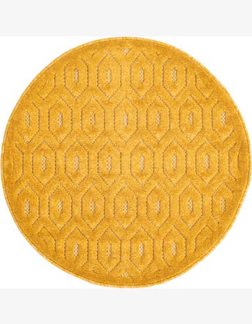 3' x 3' Easy-Clean Trellis Textured Indoor / Outdoor Round Rug