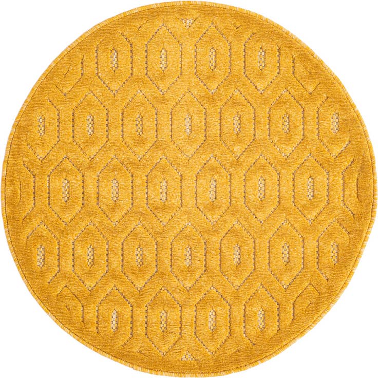 Detail image of 3' x 3' Easy-Clean Trellis Textured Indoor / Outdoor Round Rug