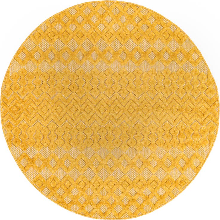 Detail image of 5' 3 x 5' 3 Easy-Clean Trellis Textured Indoor / Outdoor Round Rug