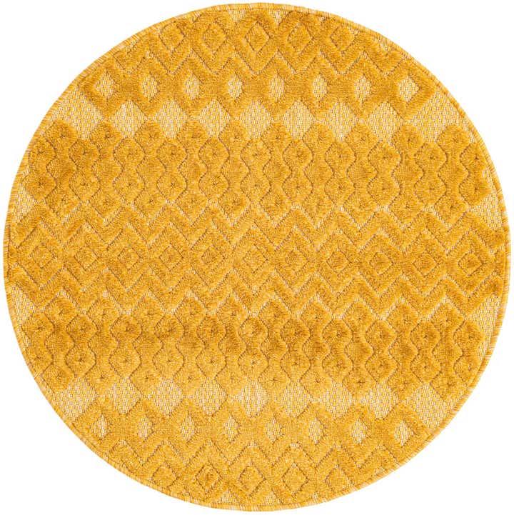 3' x 3' Easy-Clean Trellis Textured Indoor / Outdoor Round Rug