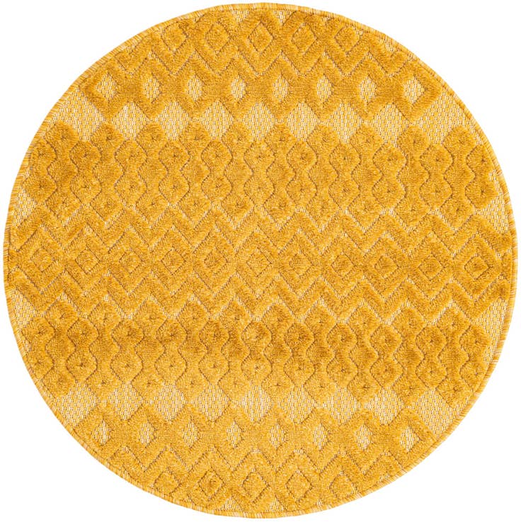 Detail image of 3' x 3' Easy-Clean Trellis Textured Indoor / Outdoor Round Rug