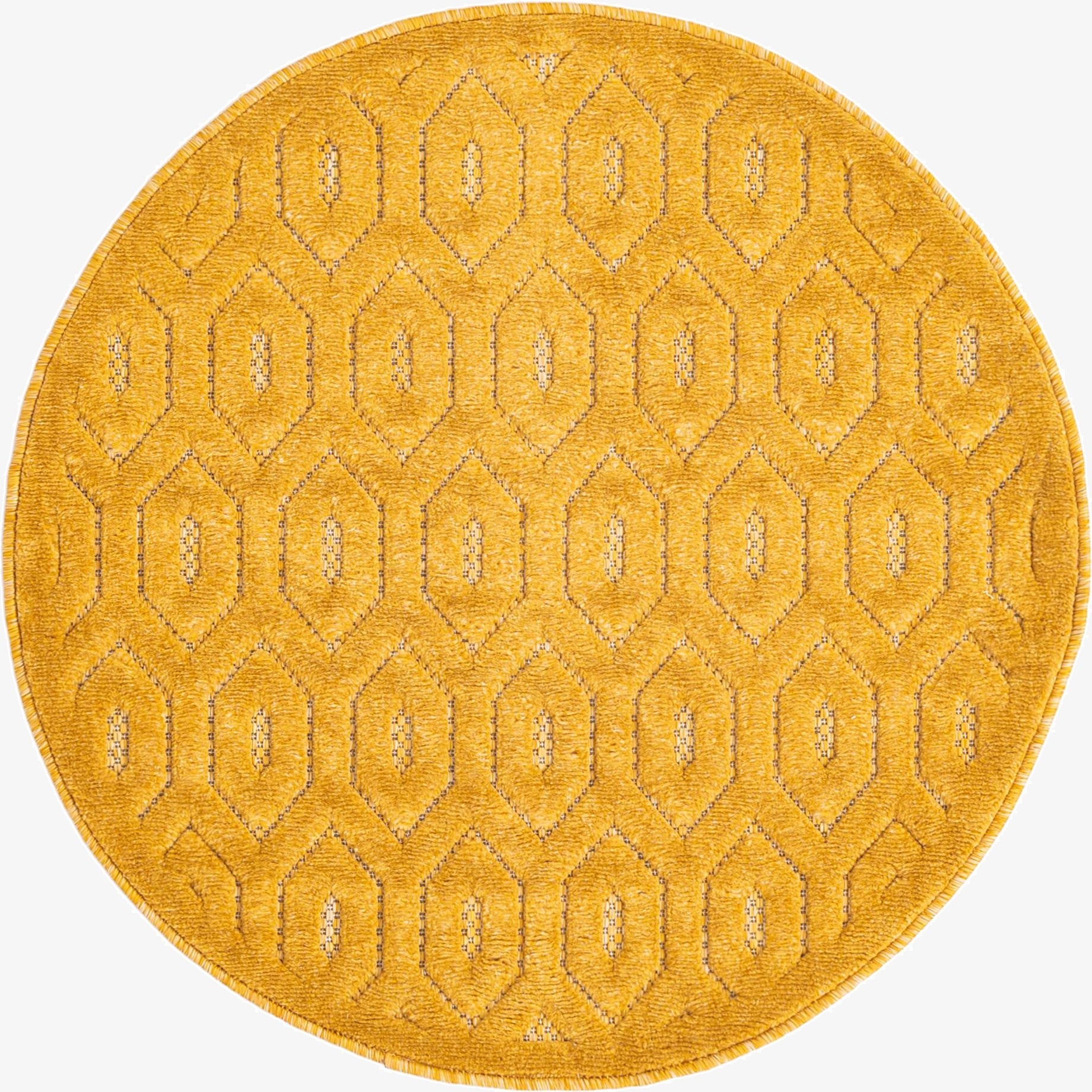 Primary image  3' x 3'  Easy-Clean Trellis Textured Indoor / Outdoor Round Rug