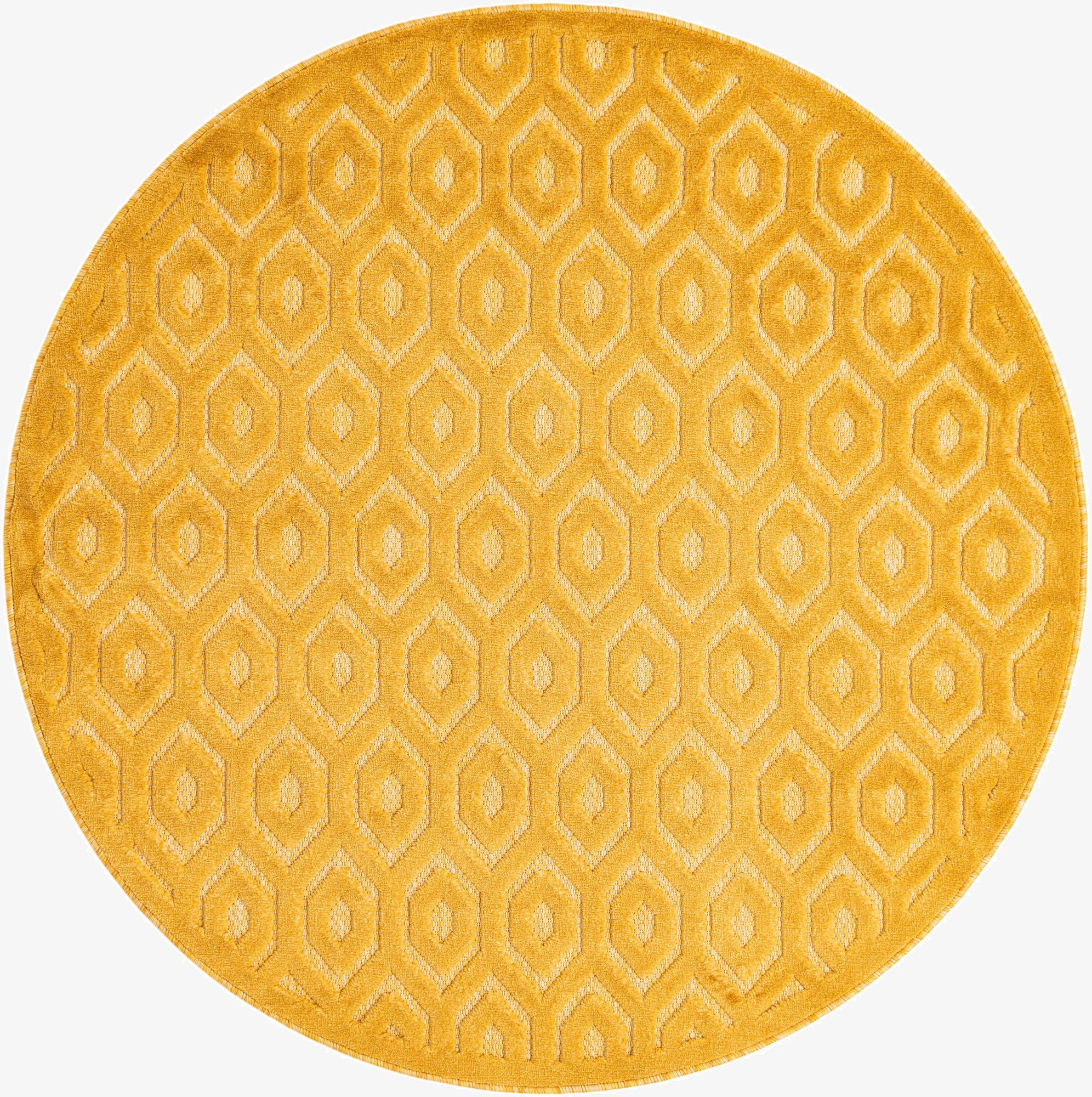 5' 3 x 5' 3  Washable Trellis Textured Indoor / Outdoor Round Rug