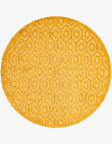 5' 3 x 5' 3 Easy-Clean Trellis Textured Indoor / Outdoor Round Rug