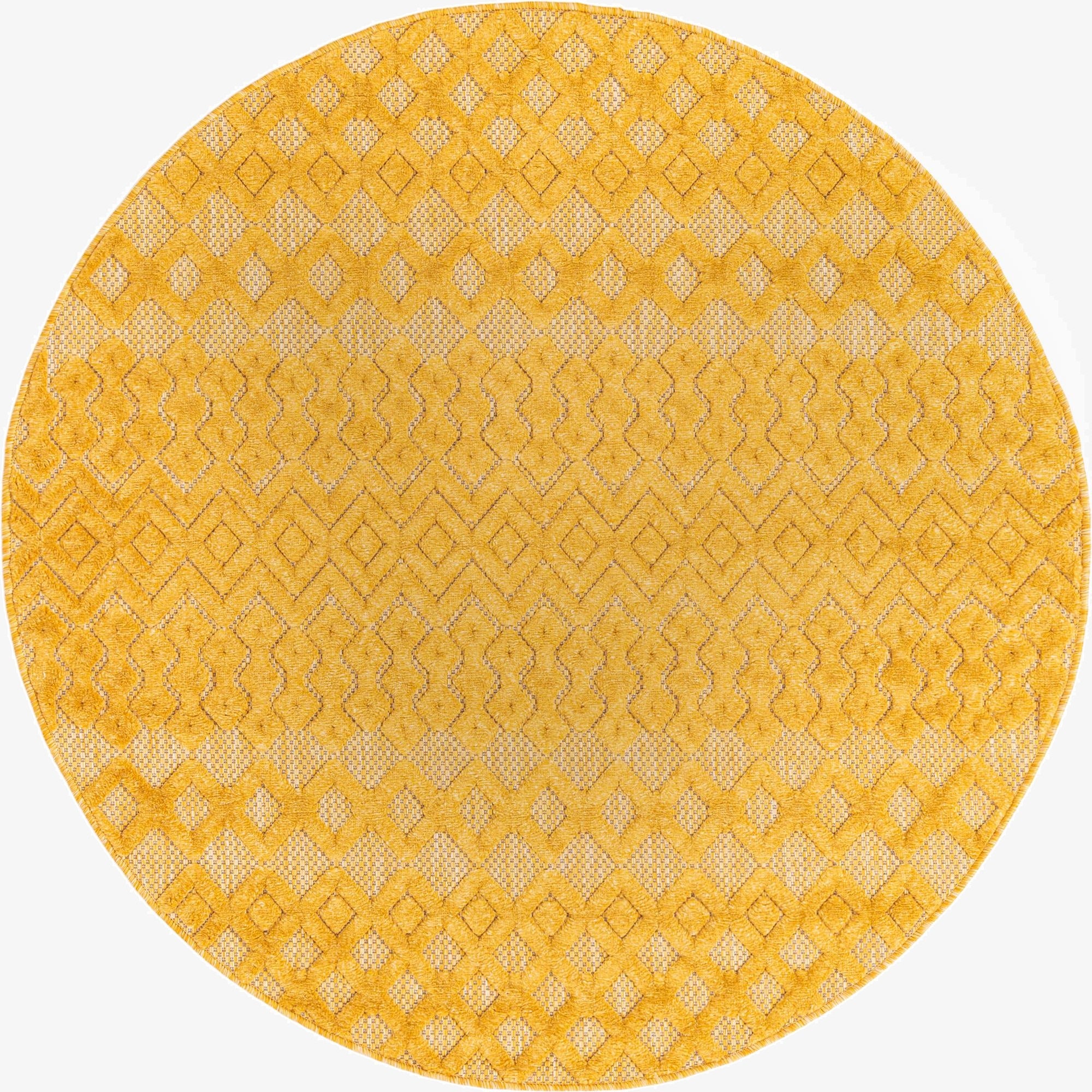 5' 3 x 5' 3  Washable Trellis Textured Indoor / Outdoor Round Rug