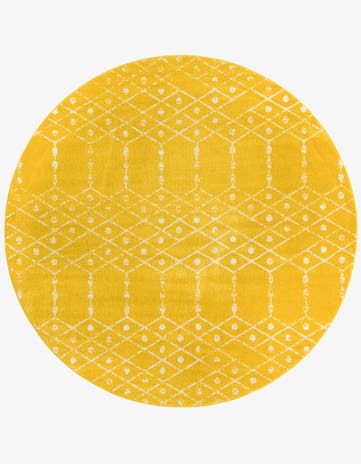 Yellow Paxon Trellis Round Rug
