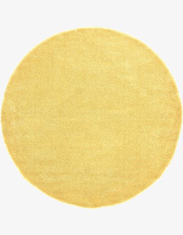 Yellow Solid Frieze Round Rug