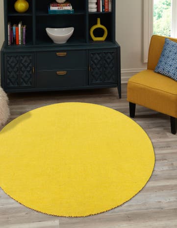 6' 7 x 6' 7 Solid Gabbeh Wool Round Rug
