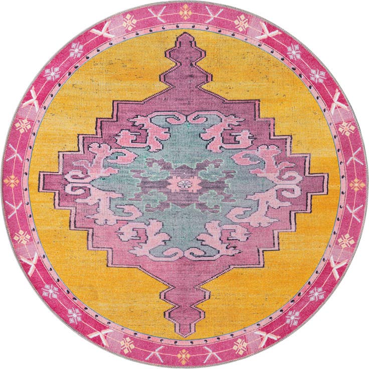 Detail image of 5' x 5' Washable Timeless Round Rug