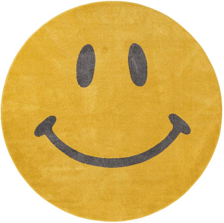 Detail image of 7' 10 x 7' 10 Smiley Face Whimsy Kids Round Rug