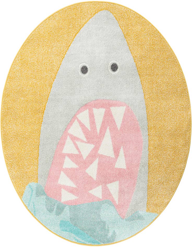 Detail image of 5' 1 x 5' 1 Shark Whimsy Kids Round Rug