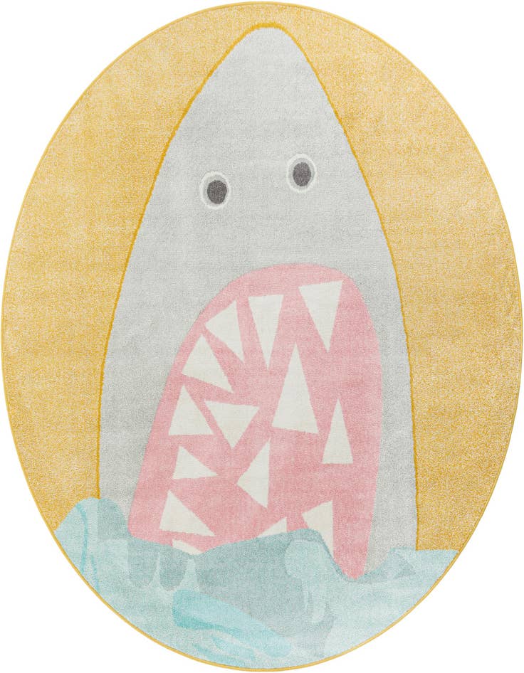 Detail image of 7' 10 x 7' 10 Shark Whimsy Kids Round Rug