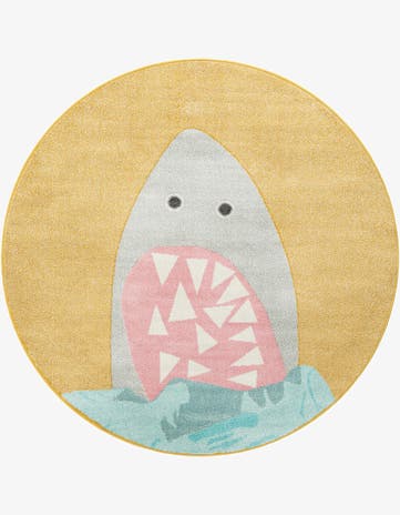6' 1 x 6' 1 Shark Whimsy Kids Round Rug