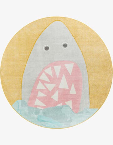 7' 10 x 7' 10 Shark Whimsy Kids Round Rug