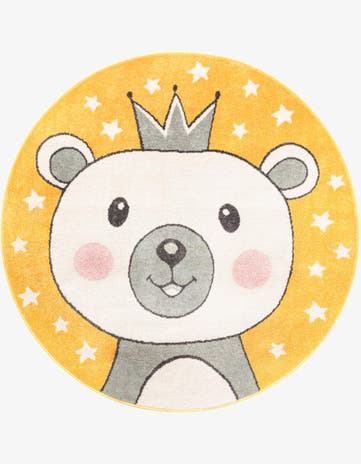 Yellow Bear Whimsy Kids Round Rug