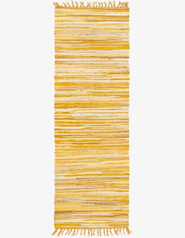Yellow Hand Woven Chindi Cotton Runner Rug