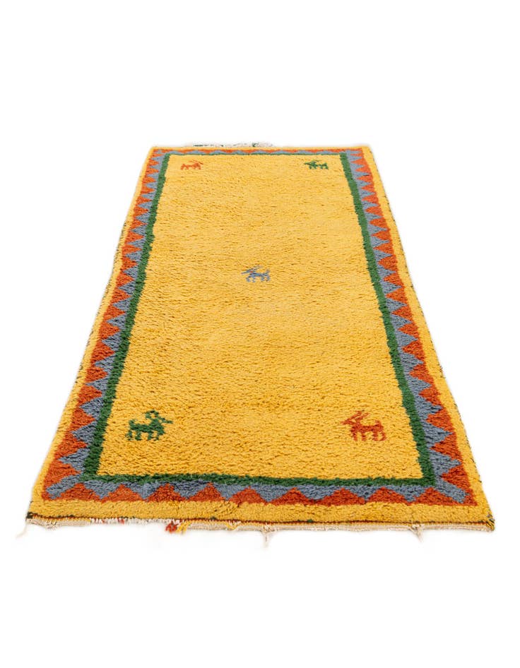 Detail image of 2' 4 x 4' 10  Hand Knotted Gabbeh Wool Runner Rug