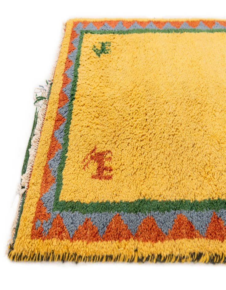 Detail image of 2' 4 x 4' 10  Hand Knotted Gabbeh Wool Runner Rug