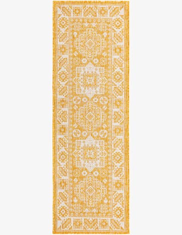 Yellow Easy-Clean Aztec Indoor / Outdoor Runner Rug