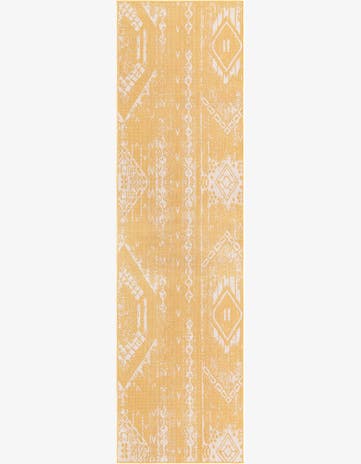 Yellow Easy-Clean Bohemian Indoor / Outdoor Runner Rug