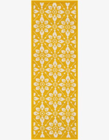 Yellow Easy-Clean Lattice Indoor / Outdoor Runner Rug