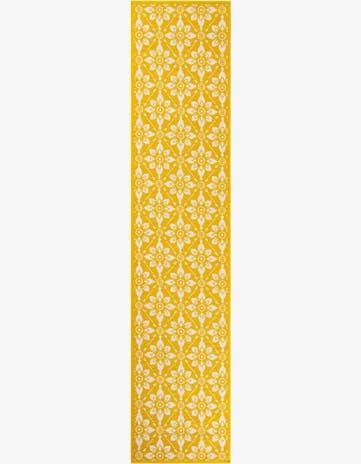 Yellow Easy-Clean Lattice Indoor / Outdoor Runner Rug