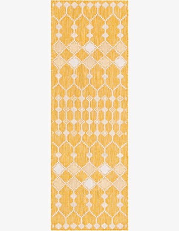 Yellow Easy-Clean Lattice Indoor / Outdoor Runner Rug