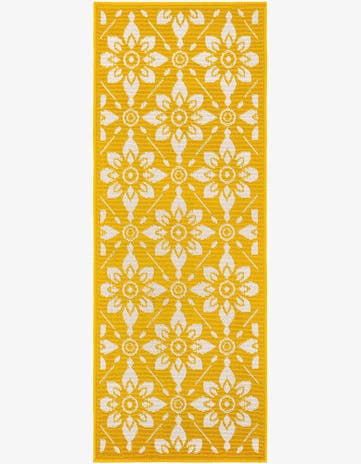 Yellow Easy-Clean Lattice Indoor / Outdoor Runner Rug