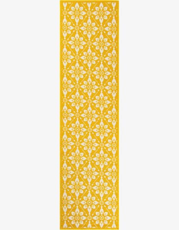Yellow Easy-Clean Lattice Indoor / Outdoor Runner Rug