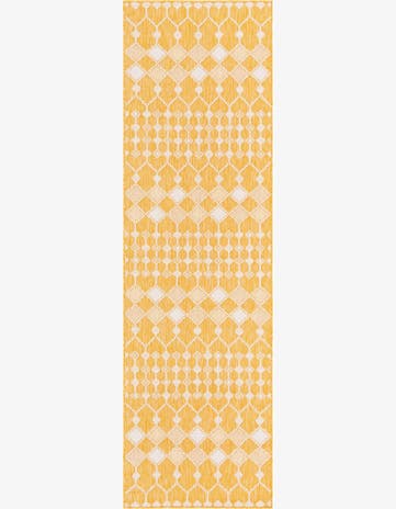 Yellow Easy-Clean Trellis Indoor / Outdoor Runner Rug