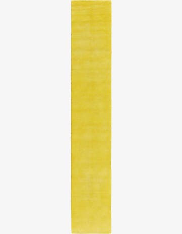 Yellow Hand Knotted Solid Gabbeh Wool Runner Rug