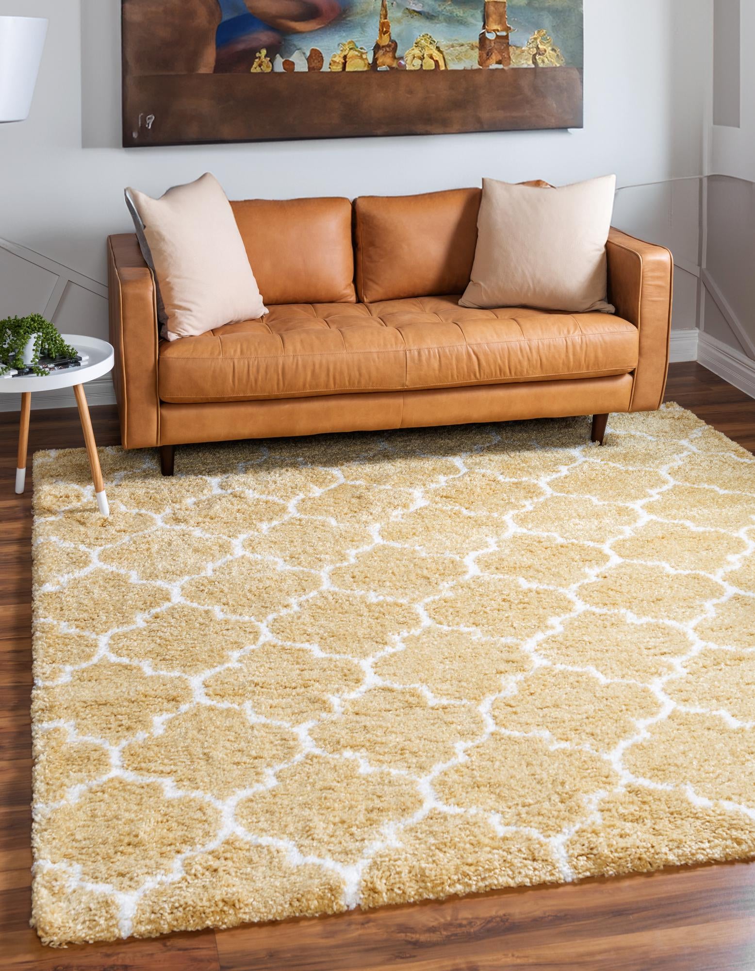 Yellow Moroccan Shag Square Rug