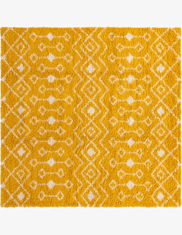 Yellow Moroccan Trellis Shag Square Rug