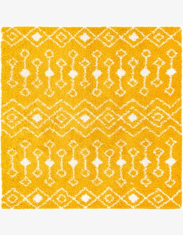 Yellow Moroccan Trellis Shag Square Rug