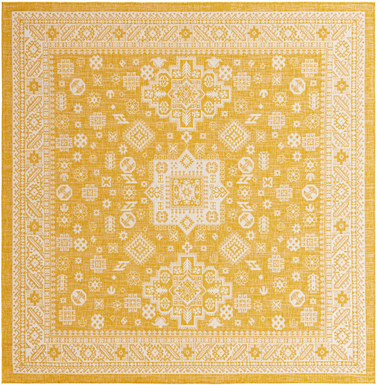 10' x 10' Easy-Clean Aztec Indoor / Outdoor Square Rug